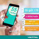 Đăng ký gói cước S5 Viettel ưu đãi 500 tin nhắn nội mạng miễn phí