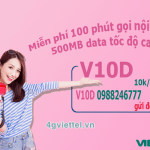 Đăng ký gói cước V10D Viettel chỉ 10.000đ/ngày