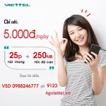 Đăng ký gói cước V5D Viettel chỉ 5.000đ/tháng