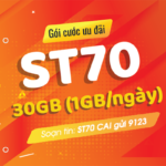 Đăng ký gói ST70 Viettel nhận ngay 30GB chỉ 70k/tháng