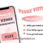 Đăng ký gói V200X Viettel miễn phí 60GB data và triệu phút gọi Free
