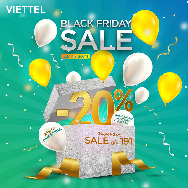 Black Friday Viettel giảm 20% cước đăng ký gói data gọi thoại