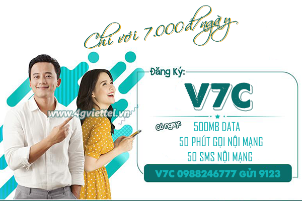 Cách đăng ký gói V7C Viettel nhận ưu đãi combo 3 trong 1 chỉ 7k/ngày
