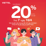 Viettel khuyến mãi 10/4/2021 tặng ưu đãi 20% giá trị cho mỗi thẻ nạp thành công