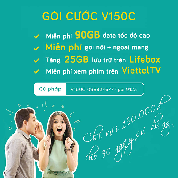  Cách đăng ký gói V150C Viettel miễn phí 90GB data cùng nhiều ưu đãi hấp dẫn