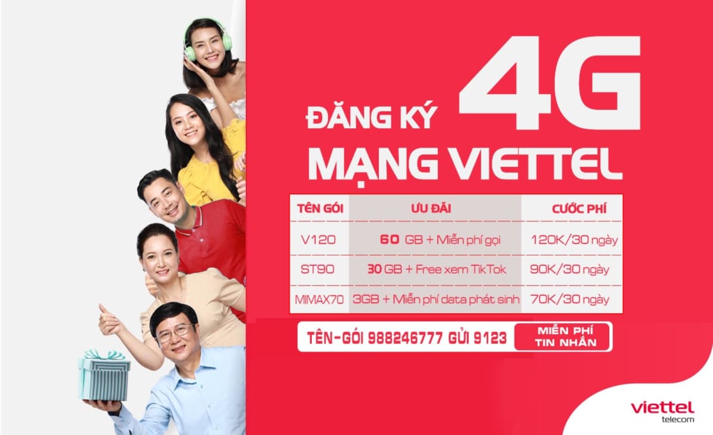 Đăng ký 4G Viettel giá rẻ data siêu khủng