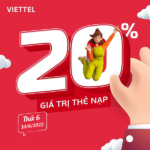 Khuyến mãi Viettel 10/6/2022 NGÀY VÀNG tặng 20% tiền nạp