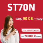 Đăng ký gói ST70N Viettel miễn phí 90GB data chỉ 70k/tháng