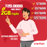 Đăng ký gói cước 12ST60N Viettel miễn phí 2GB/ngay liên tiếp trong 14 tháng