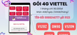 Đăng ký gói cước 4G Viettel 4GB/ngày (120GB/tháng) cực rẻ chỉ tử 90k