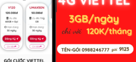 Đăng ký gói cước 4G Viettel 3GB/ngày (90GB/tháng) vô tư lướt “net”