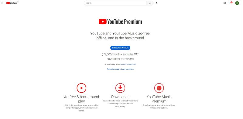 Đăng ký Youtube Premium
