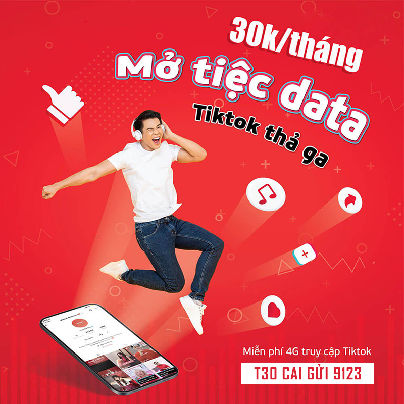 Đăng ký gói T30 Viettel chỉ 30k miễn phí data xem Tiktok
