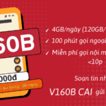Đăng ký gói V160B Viettel nhận 120GB, miễn phí gọi thoại