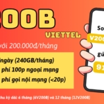 Đăng ký gói V200B Viettel nhận ngay 240GB/tháng, miễn phí gọi thoại