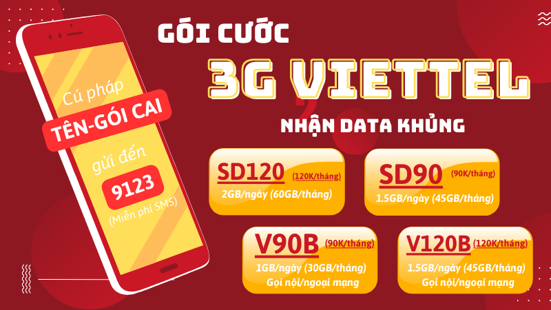 Gói cước 3G Viettel ưu đãi 2GB, 3GB, 4GB/ngày thả ga dùng mạng