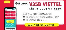 Đăng ký gói cước V35B Viettel chỉ 35K có ngay 7.5GB data và Gọi Free