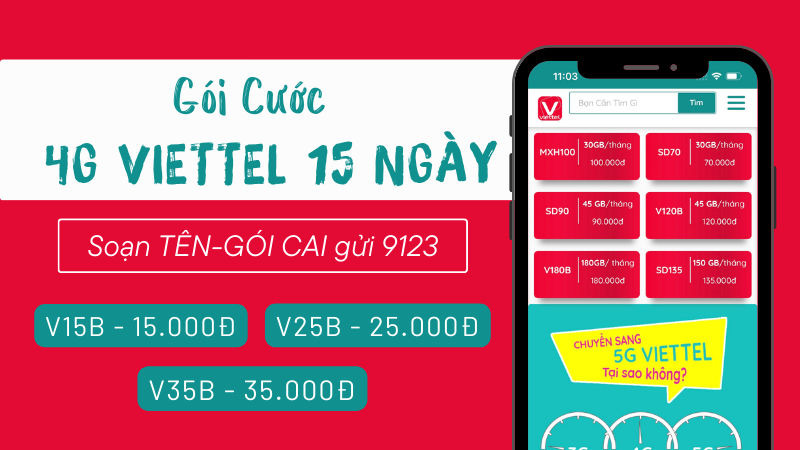 Cách đăng ký gói cước 4G Viettel 15 ngày giá siêu rẻ 