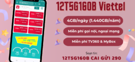 Đăng ký gói 12T5G160B Viettel có ngay 1.440GB/năm, miễn phí gọi